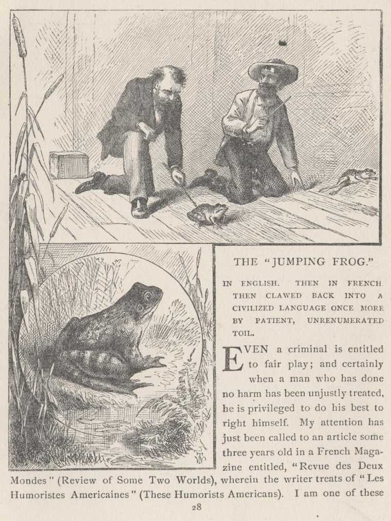 Original 1875 engraving opening the Jumping Frog sketch