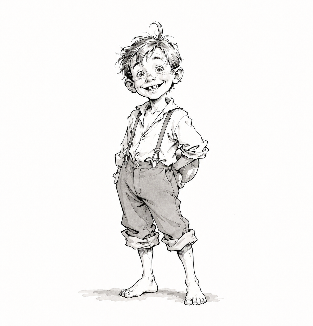 Jim, the bad little boy, from the illustrated graphic novel.
